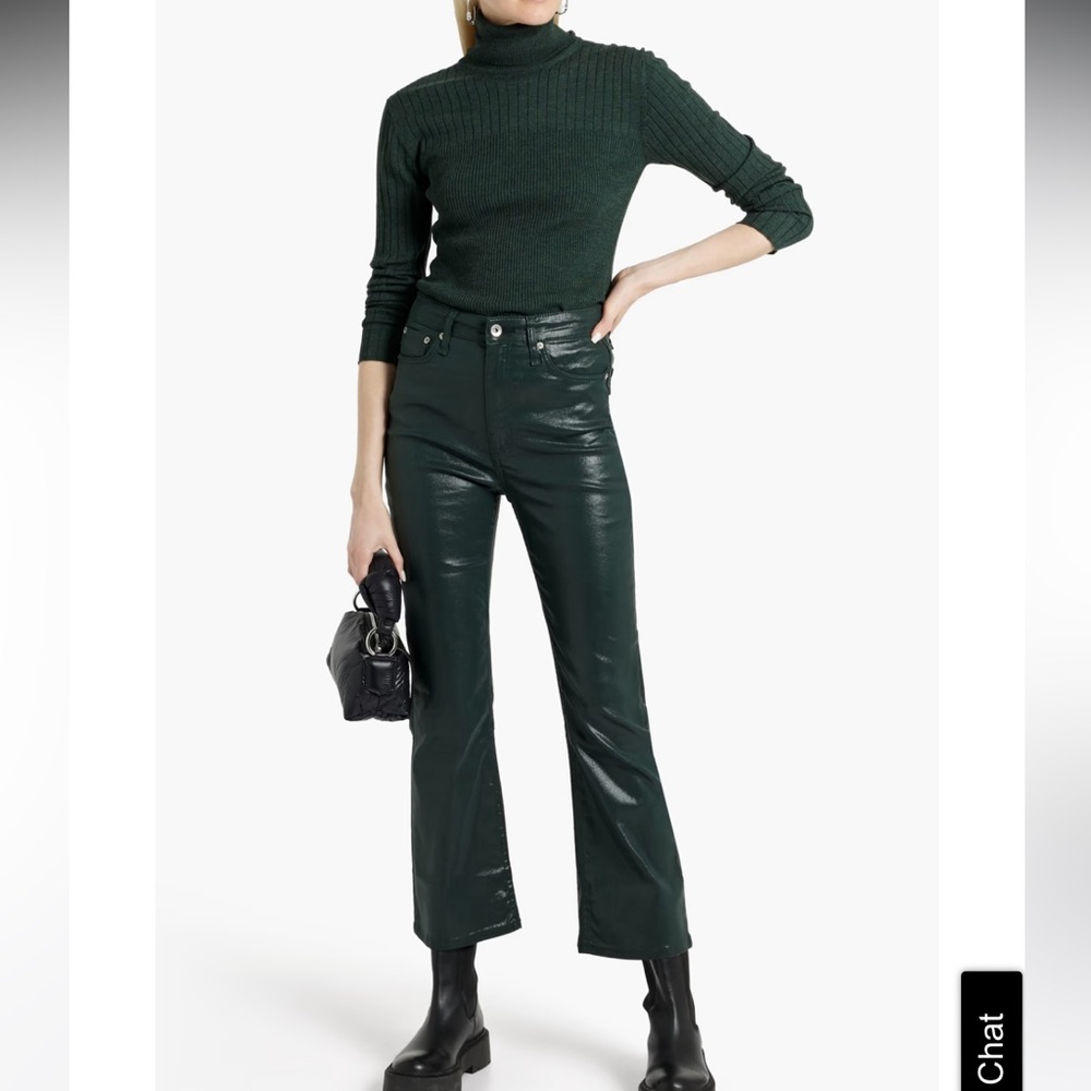 Rag & Bone New York Casey Ankle Flare Coated Pine Grove Jeans